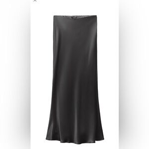 Zara Dark Gray Satin Midi Skirt XS/S